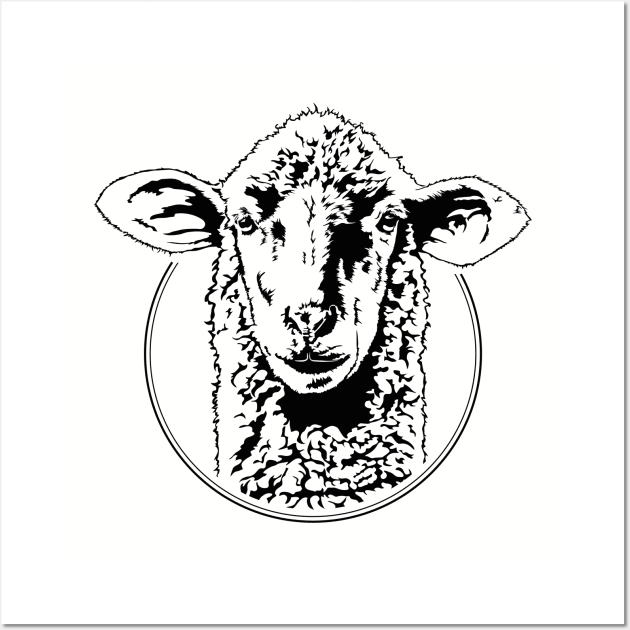 Funny Sheep Portrait Animal Lamb Herder Wall Art by wilsigns